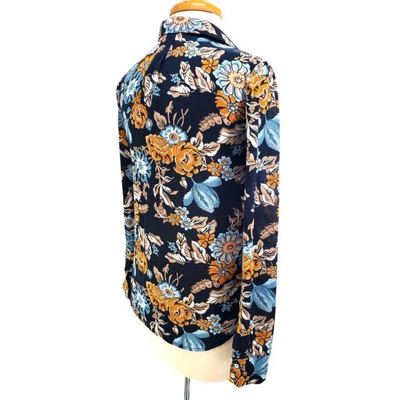 H&M Conscious 2 Shirt Women's Long Sleeve Floral Button-Up Lightweight Sheer Top - Picture 9 of 12